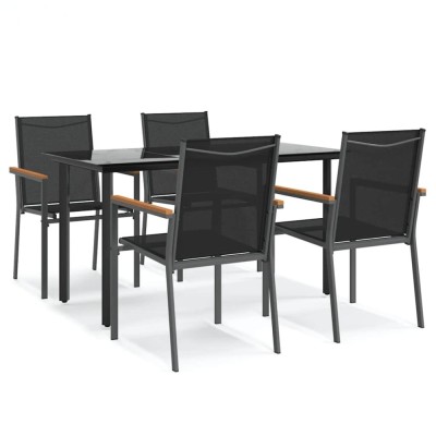 Set mobilier de gradina, 5 piese, negru, textilena si otel foto