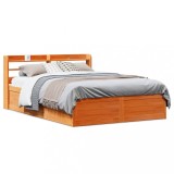 VidaXL Cadru de pat cu tăblie, maro ceruit, 140x190 cm, lemn masiv pin