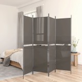 Paravan de cameră cu 5 panouri, antracit, 250 x 220 cm, textil