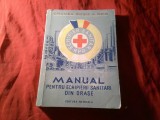 6. MANUAL PT. ECHIPIERII SANITARI din orase - 1959 - ED. DE CRUCEA ROSIE RPR - ED. MEDICALA , 352 PAG. CU DESENE SPECIFICE PRIMULUI AJUTOR