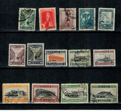 Grecia 1927 - Uzuale, istorie, serie stampilata foto