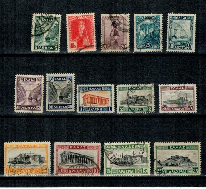 Grecia 1927 - Uzuale, istorie, serie stampilata
