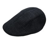Sapca tip Bereta barbati stil britanic, captusita, casual-elegant, cu model texturat herringbone, Negru