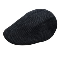 Bereta barbati stil britanic, captusita, casual-elegant, cu model texturat herringbone, Negru
