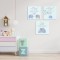 Set de 3 Tablouri Canvas, cu Mesaje de Iubire pentru Copil, Model Familie Elefanti, 25x25x15 cm, Bleu / Multicolor