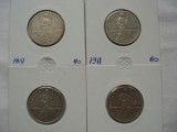 ROMANIA - SET 1 LEU 1910 + 1911 +1912 + 1914 , Ag835 , CAROL I, L 14.56