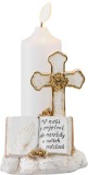 Cruce decorativa funerara cu lumanare LED MagicHome, 11,5x11,5x18 cm