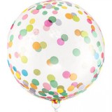 Balon transparent Bobo cu confetti multicolor 40cm, Oem