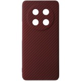 Husa spate policarbonat aspect Carbon rosu cu maro pentru Honor Magic 7 Lite, X9c