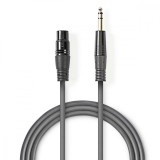 Cablu audio Stereo XLR 3-Pini mama - 6.35 mm Jack tata 1.5m gri Nedis