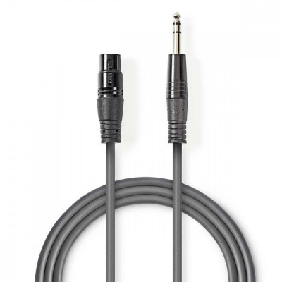 Cablu audio Stereo XLR 3-Pini mama - 6.35 mm Jack tata 1.5m gri Nedis foto