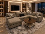 Coltar Newellen Tapitat Stofa Maro Deschis L:356 X H: 100 X l: 234 cm