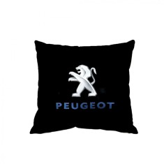 Perna cu sigla Peugeot, Fata de perna si burduf detasabil 45 x 45, bumbac Magrot 24049 negru