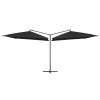 Umbrelă de soare dublă, st&acirc;lp din oțel, negru, 250 x 250 cm, vidaXL