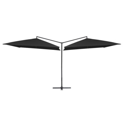 Umbrelă de soare dublă, st&amp;acirc;lp din oțel, negru, 250 x 250 cm foto