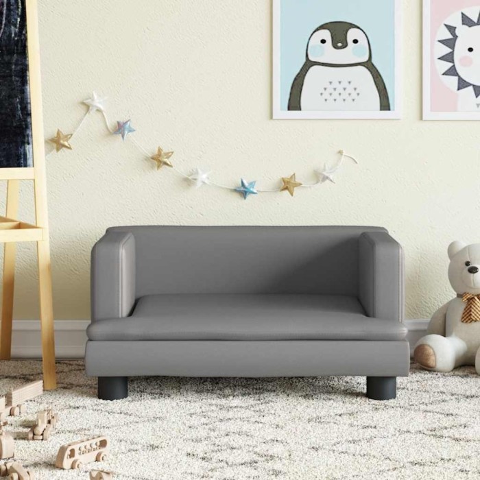 vidaXL Canapea pentru copii, gri, 60x40x30 cm, piele ecologică 3196327
