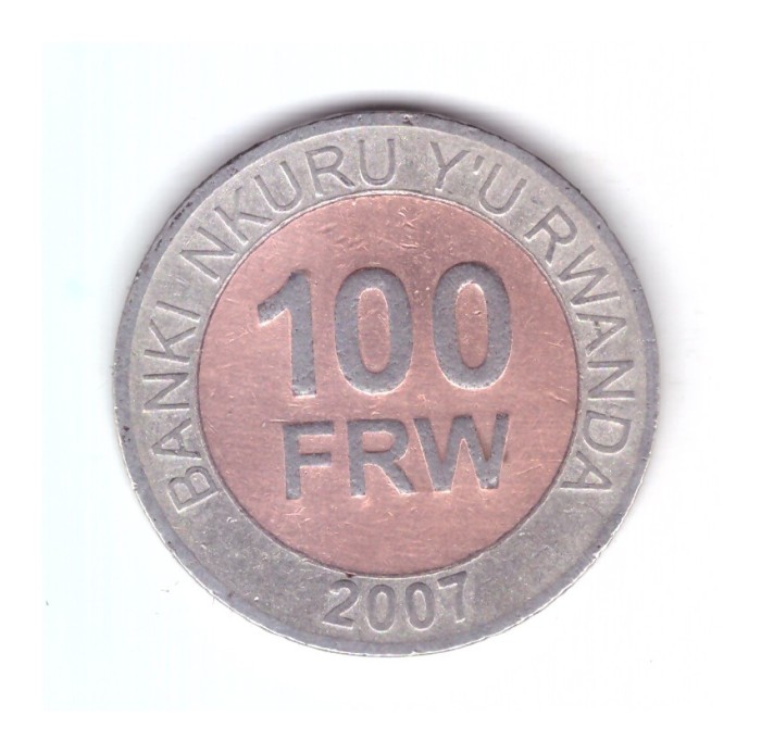 Moneda Ruanda 100 francs/franci 2007, stare buna, curata