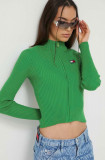 Cumpara ieftin Tommy Jeans pulover femei, culoarea verde, light