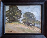 Cumpara ieftin Traian SAVOPOL (1899-1986)-Arbori pe deal, pictură &icirc;n ulei, licitată (1925)