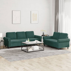 Set de canapele cu perne, 2 piese, verde închis, catifea GartenMobel Dekor