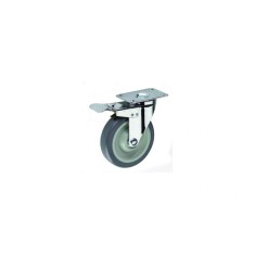 Roata furca pivotanta, frana, tpr gri - 75 x 31 mm, DSH 411717
