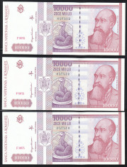 Romania 10000 lei 1994 stare AU lot 3 bancnote serii consecutive foto