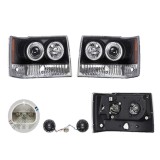 Set faruri Jeep Grand Cherokee (Z) 01.1994-1998, partea Stanga+Dreapta, Tuning, Fata, cu Lucas; Tip=USA; H1+H3; manual; negru, transparent; tuning; O