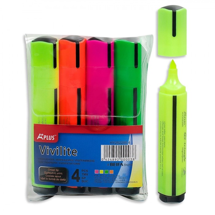 Evidențiatoare Beifa, Vivilite, Set 4 Bucăți, Multicolor