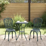 VidaXL Set scaune de grădină, 3 buc., verde, aluminiu turnat
