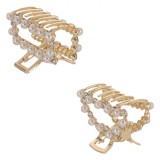 Clame Păr, Model Elegant, Set 2 Bucăți, Culoare Aurie, Perle Albe și Strass, 5 cm, Oem