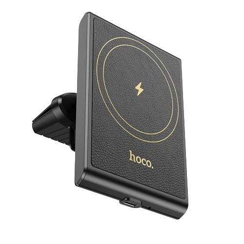 Suport Auto cu Incarcare Wireless, Hoco HW19, Compatibil MagSafe, 15W, Negru
