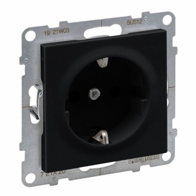 Priza schuko simpla 2P+T borne automate Legrand Suno negru 721420 foto