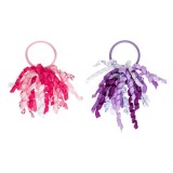 Elastice de par pentru copii cu panglici ondulate, 2 buc, Fucsia si Lila, CMCLASS