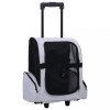 Cărucior Pliabil Multifuncțional Animale de Companie vidaXL Gri, Rucsac &amp; Geantă, 40x25x55cm, 10kg, Metal + Textil, Buzunare Fermoar