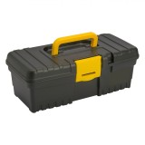 Cutie pentru scule, design Clasic, cu maner si clapa de inchidere, Plastic, Negru/Galben, 15x11x35 cm