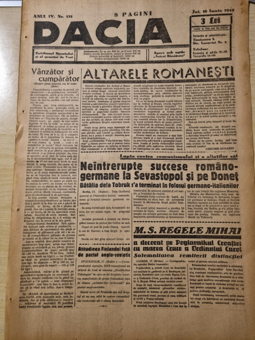 dacia 18 iunie 1942-30 ani de la moartea lui caragiale,cronica lugojului,gandhi