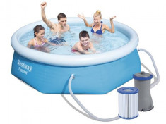 Piscina Bestway cu inel gonflabil, strat Triplu PVC cu pompa inclusa, dimensiuni 244x66cm, capacitate 2300L foto