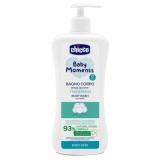 Gel de Dus pentru Copii, Chicco, Baby Moments, fara Lacrimi, cu Glicerina Vegetala, Testat Dermatolo