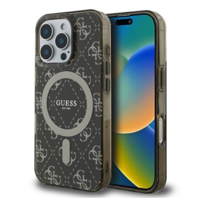 Husa pentru iPhone 16 Pro Max - Guess IML 4G Background MagSafe (GUHMP16XH4DTEW) - Brown foto