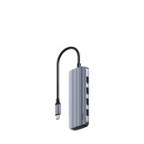 Hub USB-C CUDY UH500 6-in-1 Aluminium, 1x HDMI 4K@30Hz, 1x USB-C PD 100W, 4x USB-A 5Gbps, Argintiu