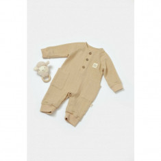 Salopeta cu nasturei, Winter muselin, 100% bumbac - Apricot, BabyCosy (Marime: 12-18 Luni)