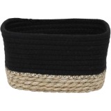 Coș Mediu Rectangular Bumbac / Iarba De Mare 21X13X12 Cm &ndash; Negru / Bej | Organizatoare Baie