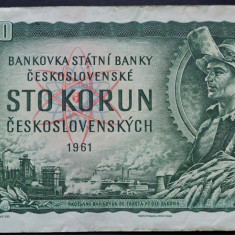 Bancnota 100 KORUN / COROANE - RS CEHOSLOVACIA, anul 1961 * Cod 22