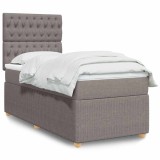 Gossi pat box spring cu saltea, gri taupe, 90x200 cm, textil