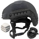 Cască tactică balistică FAST NIJ IIIA, Rezista la proiectile de 9mm, .357 SIG și .44 Magnum, Decupaj &icirc;nalt pentru accesorii, compatibila NVG, Șină FAS