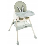 Scaun de masa pentru bebelusi, Kruzzel, 2 in 1, prindere in 5 puncte, 60X92X75 cm, tava reglabila, verde