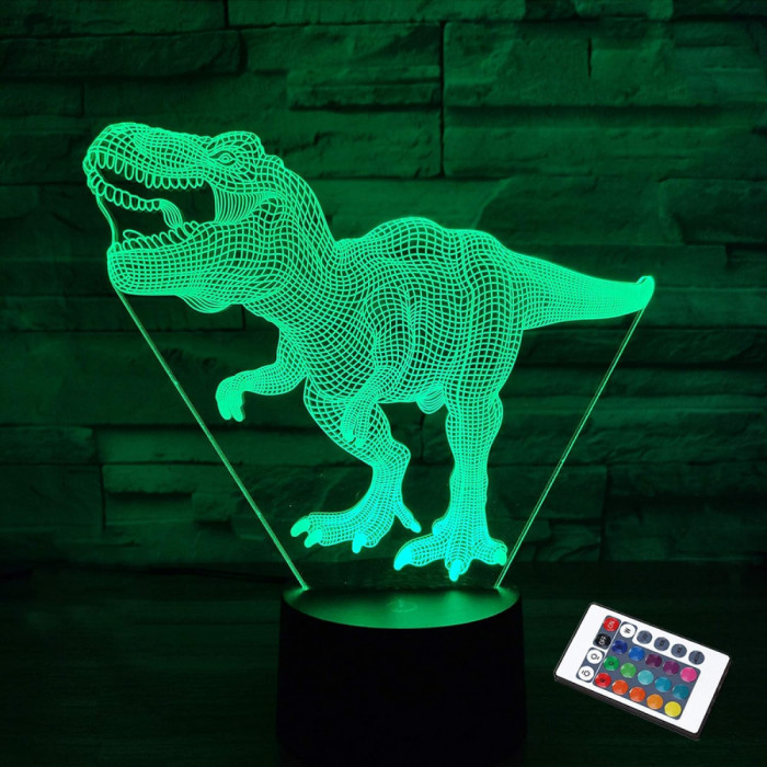 Ozaur Lampă,Iluzie 3D Lumină de noapte Jucărie pentru copii, 16 culori schimb&acirc;nd