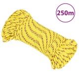 VidaXL Fr&acirc;nghie de barcă, galben, 3 mm, 250 m, polipropilenă