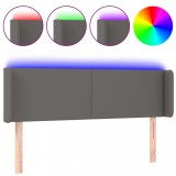 Cumpara ieftin Tablie de pat cu LED, gri, 147x16x78/88 cm, piele ecologica