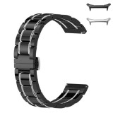 Curea ceramica, compatibila Samsung Galaxy Watch Ultra2, telescoape Quick Release, 22mm, Negru/Argintiu